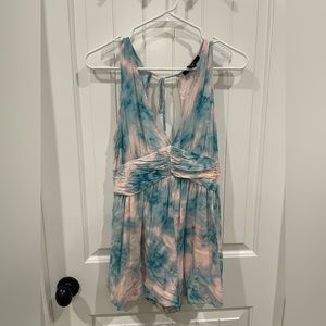 Forever 21 Womens size medium blue and pink sleeveless shorts romper